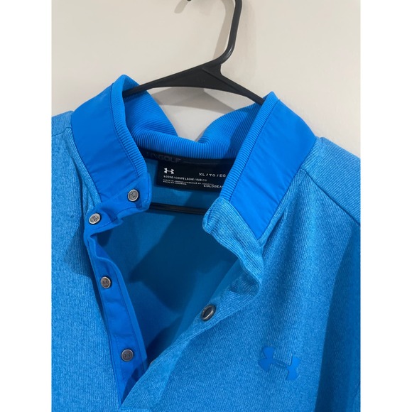 Men’s XL Golf Pullover Quarter Zip Under Armour Blue Buttons - Picture 2 of 3